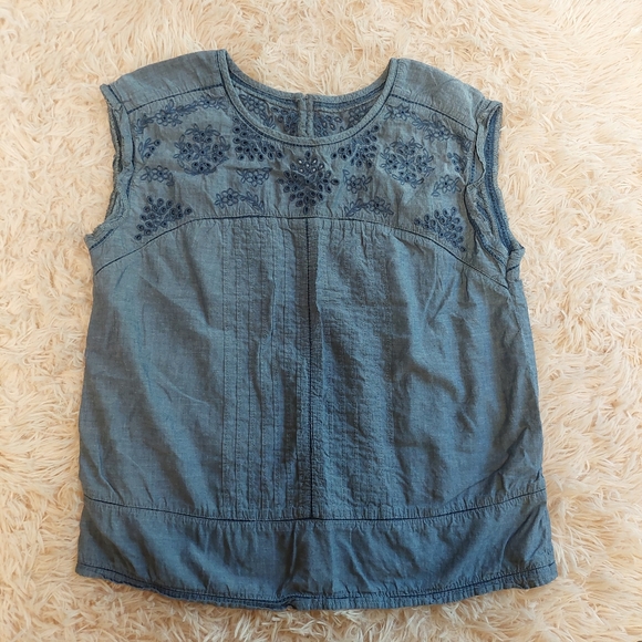 Abercrombie & Fitch Blue Sleevesless Embroidered Top - Size XS - Picture 9 of 10
